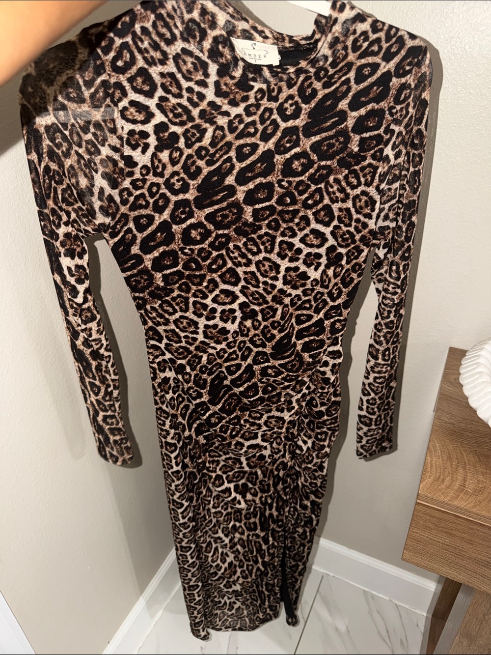 Long Sleeve Leopard Print Maxi Dress - Neutral Leopard
